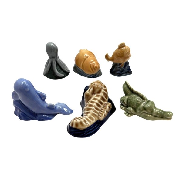 Wade Water Life Complete Set 1997 Octopus Crab Goldfish Whale Seahorse Alligator - Picture 3 of 7